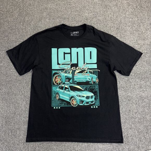 LGND Supply Co. Men's XL Black Short Sleeve Car Race Graphic T-Shirt - Picture 1 of 6